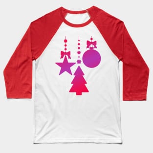 Minimal Christmas Tree Ornaments Purple Red Gradient Baseball T-Shirt